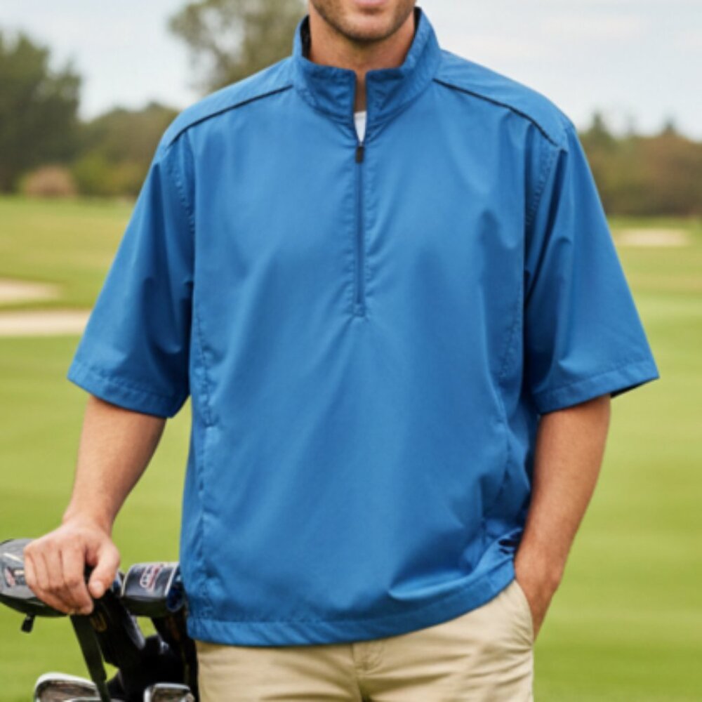 Nike Golf Windshirt Pullover Mens Large Blue Short Sleeve 1/4 Zip Windbreaker